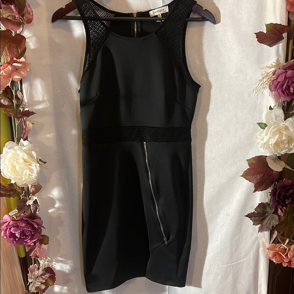 Monteau Black Sleeveless Halter Bodycon Mini Dress